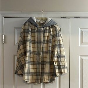 Plaid Hooded Poncho Size S/M